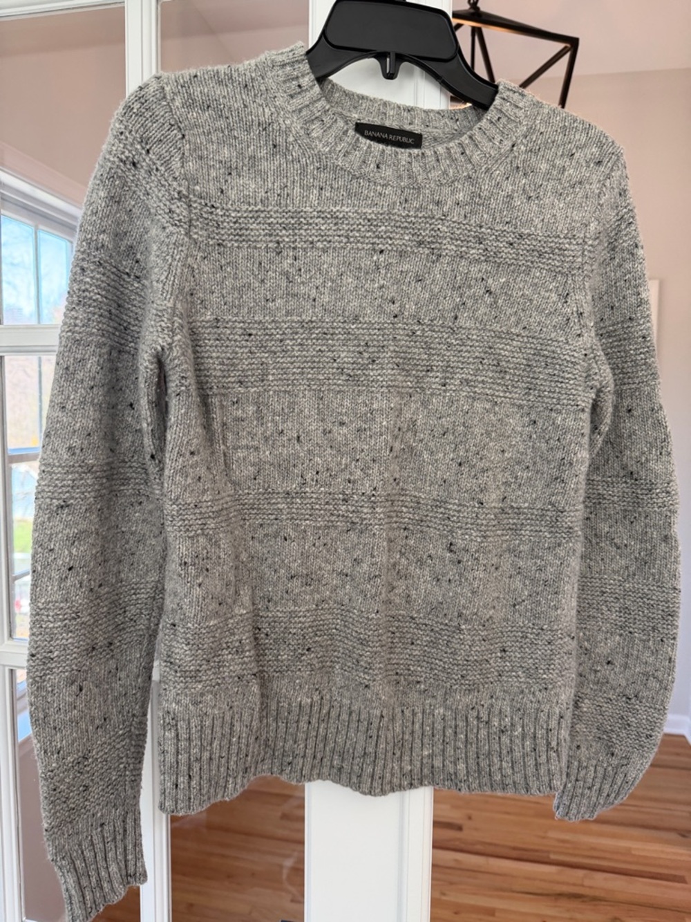 Banana Republic Heather Gray Speckled Knit Crewneck Sweater